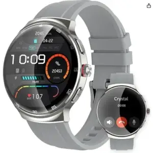 MOLOURK Montre connectée pour hommes HAUTE ELEGANCE avec 2 bracelets Silicone et Métal. Couleur silver
