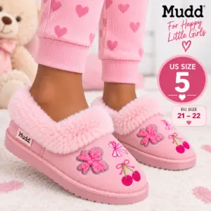 Mudd – Pantoufles Fourrées Roses pour Fille – Maison & Sorties – Taille US 5 Adaptées aux pointures  EU 21 et 22
