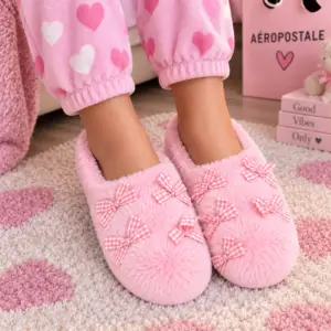Aéropostale – Pantoufles Fourrées Roses pour Fille – Maison & Sorties Adaptées aux  pointures 28 ou 30