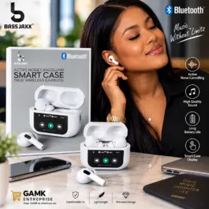 Écouteurs Bluetooth ANC (réduction active du bruit) Smart Case True Wireless – Blanc