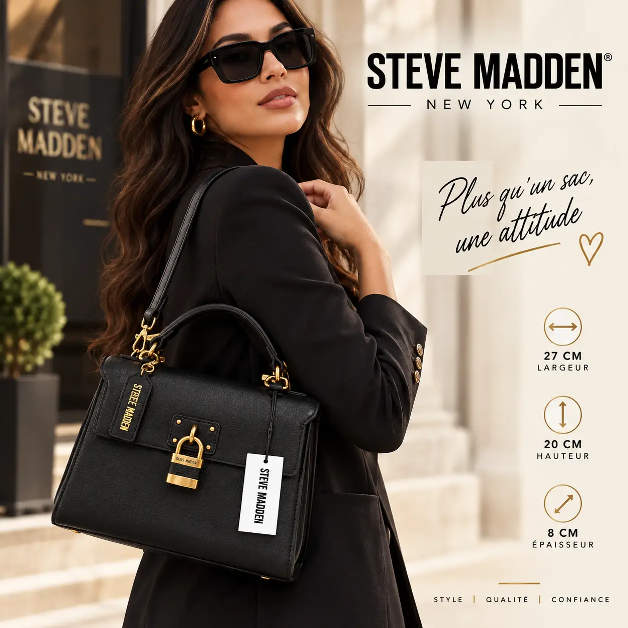 Sac à main Steve Madden noir avec bandoulière - Image 4