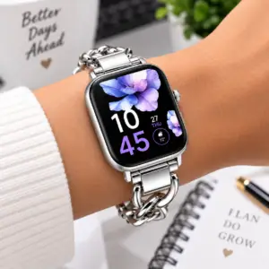 iTOUCH Belle Smartwatch – Silver avec Bracelet Chaîne Métallique CODE E