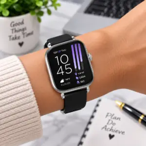 Montre Connectée iTOUCH – Black un confortable bracelet en silicone noir CODE B