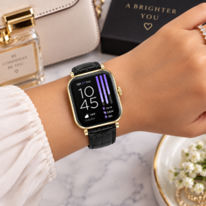 Montre Connectée iTOUCH BELLE – Gold/Black avec Bracelet en Similicuir CODE A