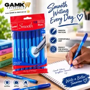 Cello Smooth – Stylos à Bille Bleus 1.0 mm, Pack de 12