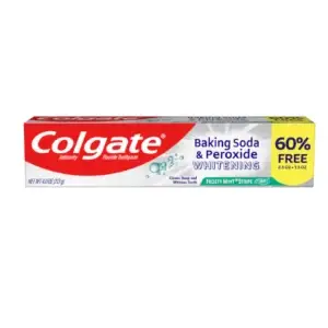 Dentifrice en gel rayé Colgate Whitening Frosty Mint au bicarbonate de soude et au peroxyde, tubes de 4 oz.