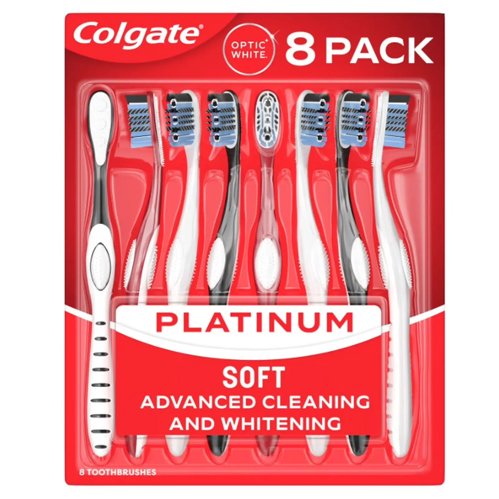 Brosse à dents manuelle Colgate Optic White 360° (souple), lot de 8.