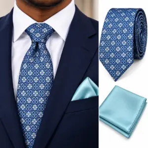 Steve Harvey Celebration Edition – Ensemble Cravate & Pochette Homme – Bleu et vert