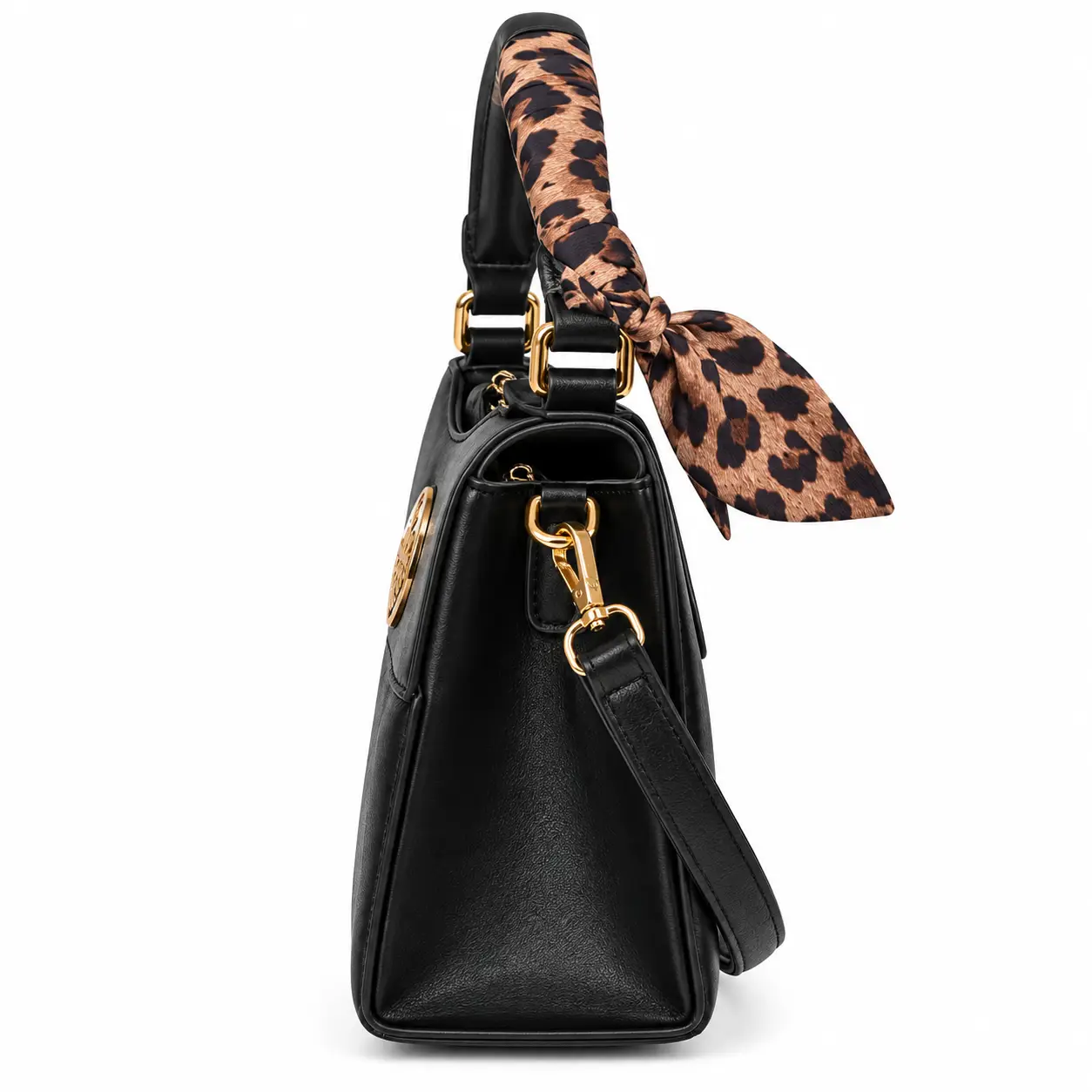 Sac à main Le Bag noir avec foulard léopard - Image 2