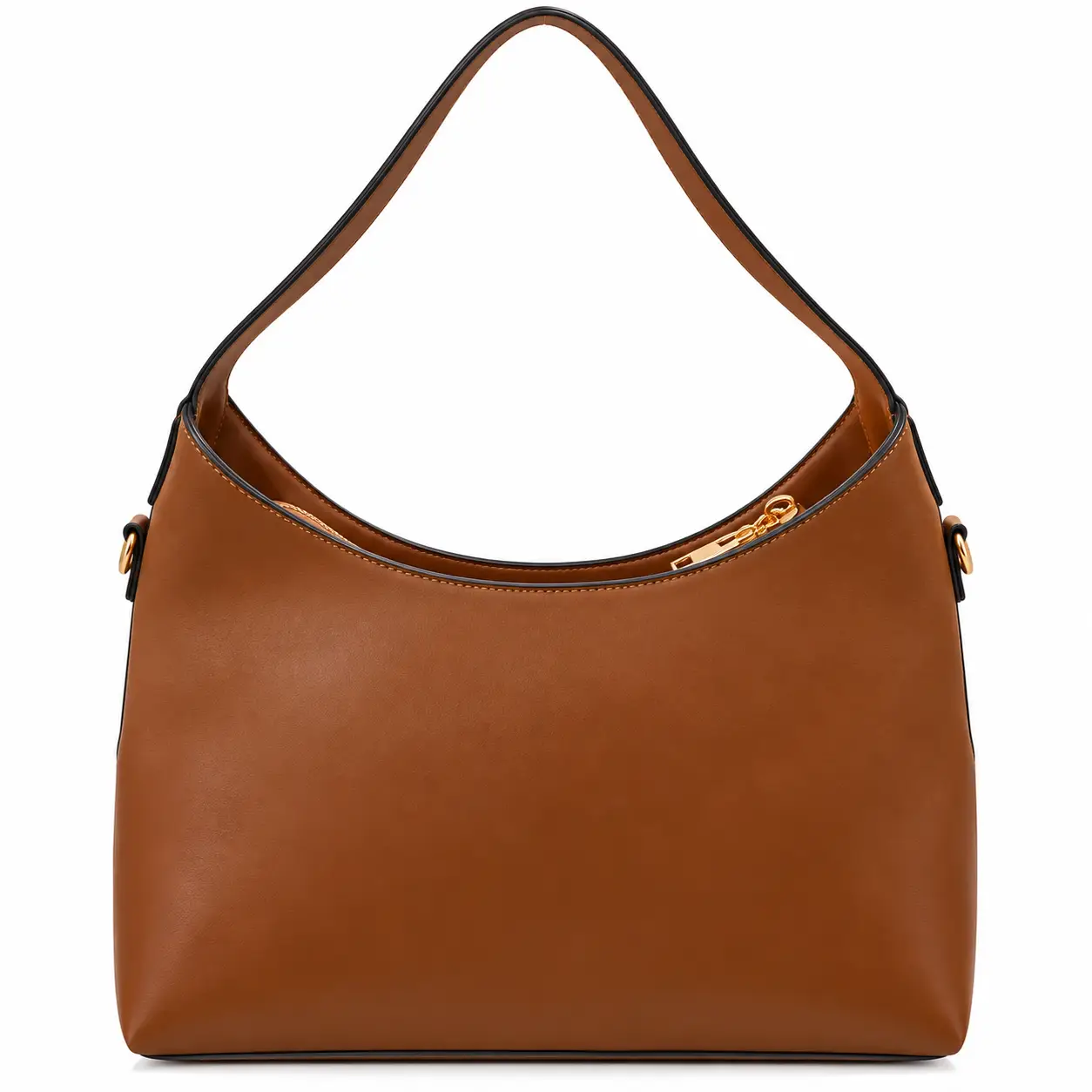 Sac à main femme LE BAG marron grand format avec détails dorés - Image 2