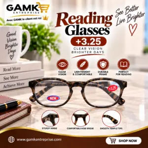 HAUTE QUALITE Lunettes de Lecture +3.25 – Monture Écaille SKU: C