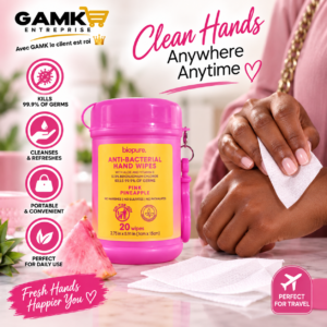 Biopure Lingettes Antibactériennes pour les Mains – Pink Pineapple, 20 Lingettes