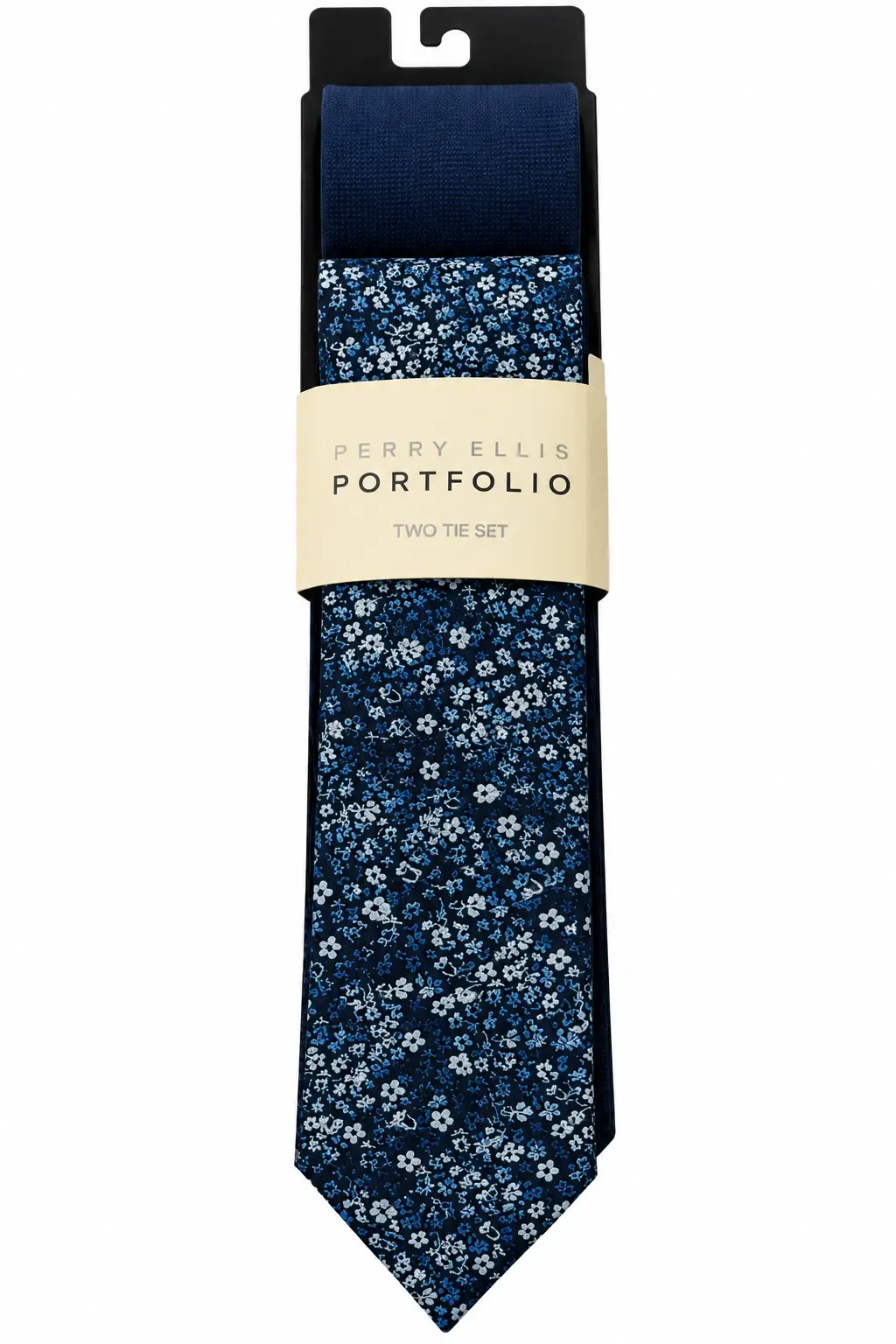 Perry Ellis Portfolio – Lot de 2 Cravates Homme – Fleurie et Bleu Marine - Image 4