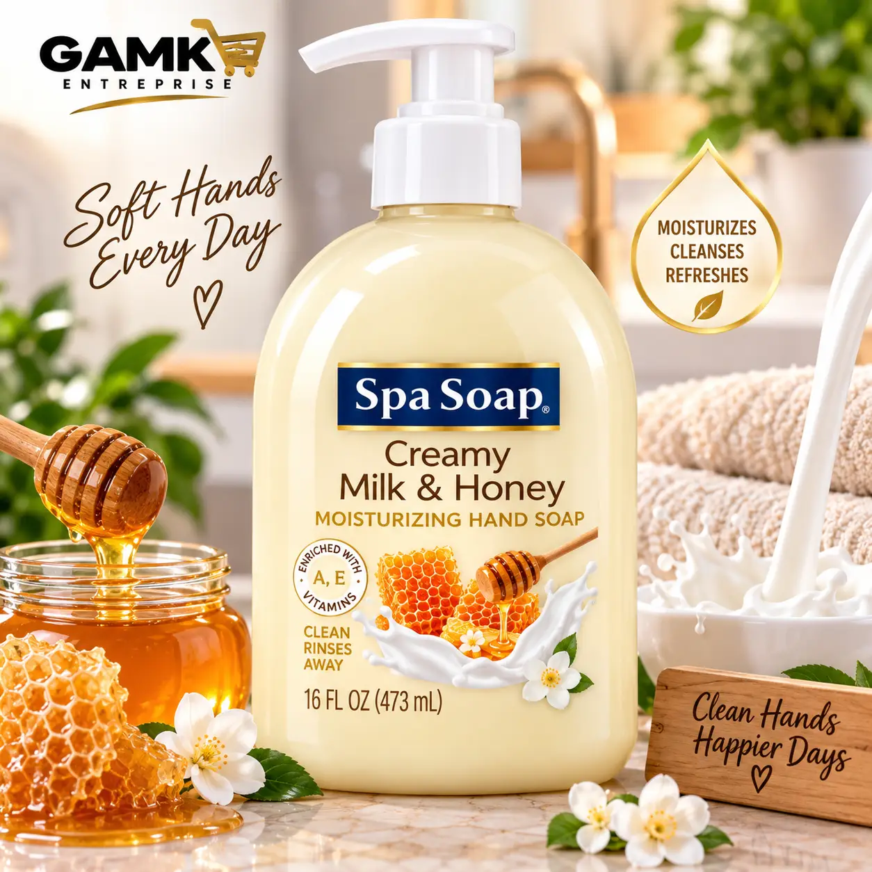 Spa Soap Savon Hydratant pour les Mains – Creamy Milk & Honey – 473 mL - Image 2