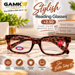 HAUTE QUALITE Lunettes de Lecture +2.50 – Monture Écaille de Tortue SKU: B