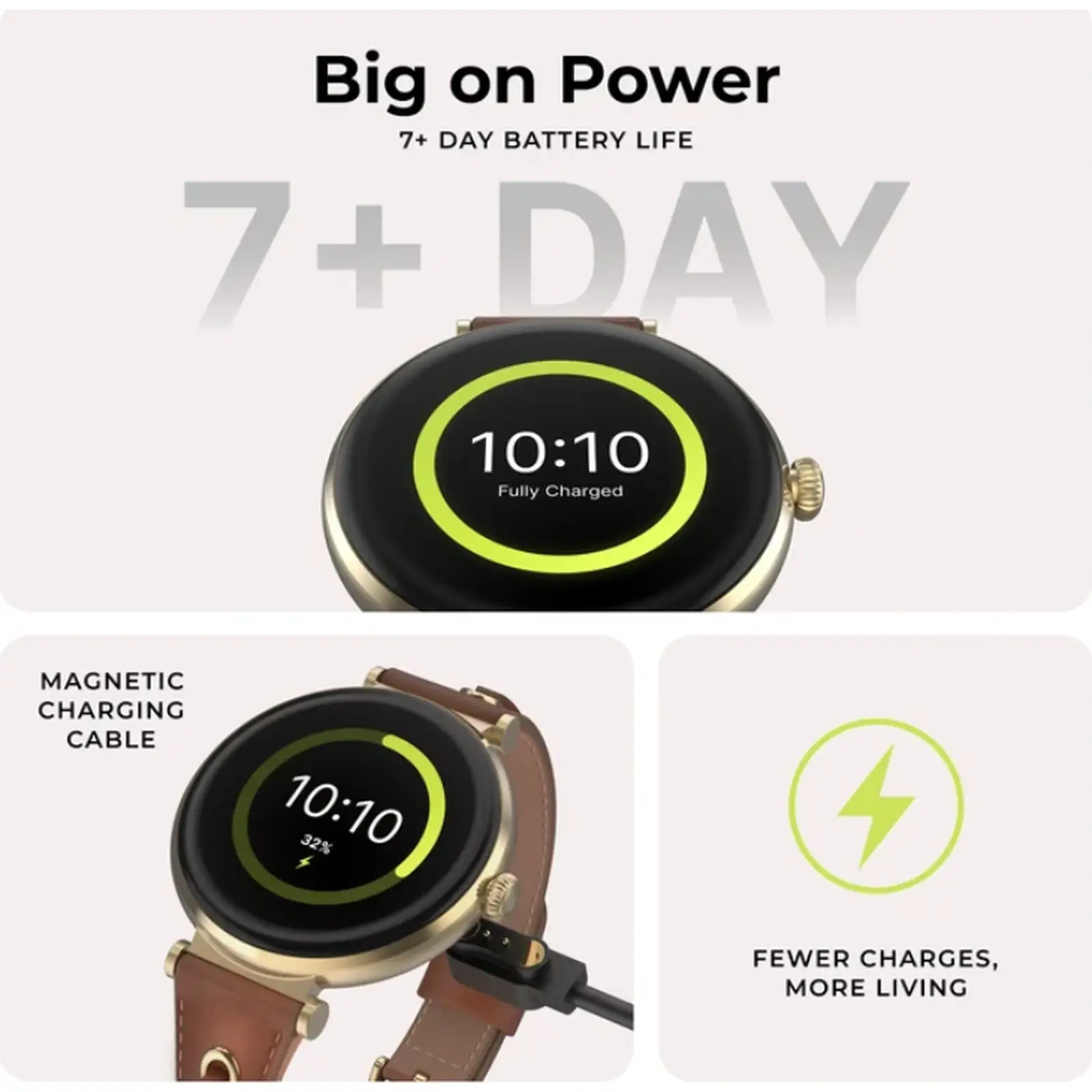Montre Connectée iTOUCH Bloom – Or & Bracelet Cuir Marron CODE C - Image 3