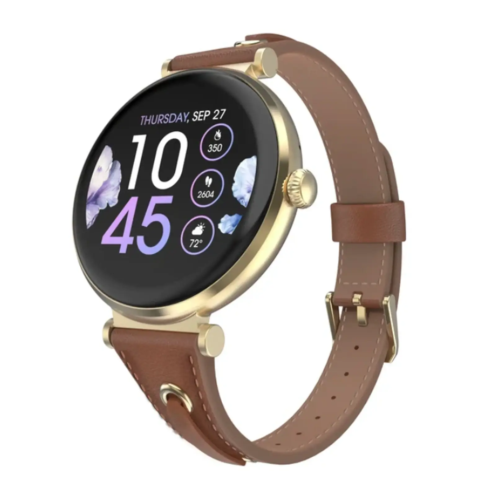 Montre Connectée iTOUCH Bloom – Or & Bracelet Cuir Marron CODE C - Image 2
