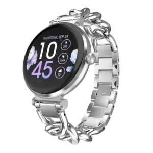 iTOUCH Wearables – iTOUCH Bloom Smartwatch pour Femme, Argent avec bracelet en métal à maillons CODE D
