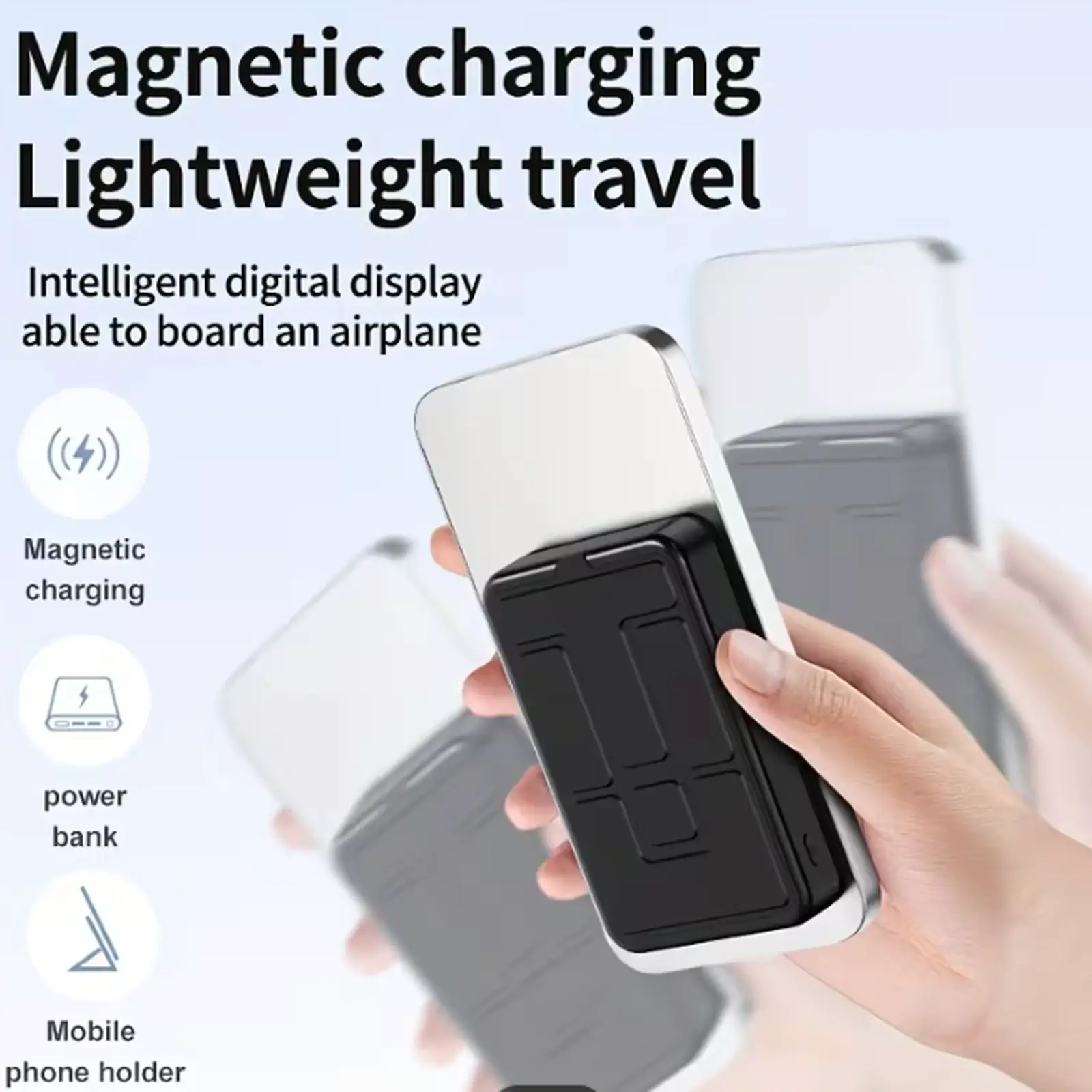 Batterie Externe Magnétique MagSafe 10 000 mAh – Charge Rapide 22,5W avec Support Intégré Couleur blanche - Image 2