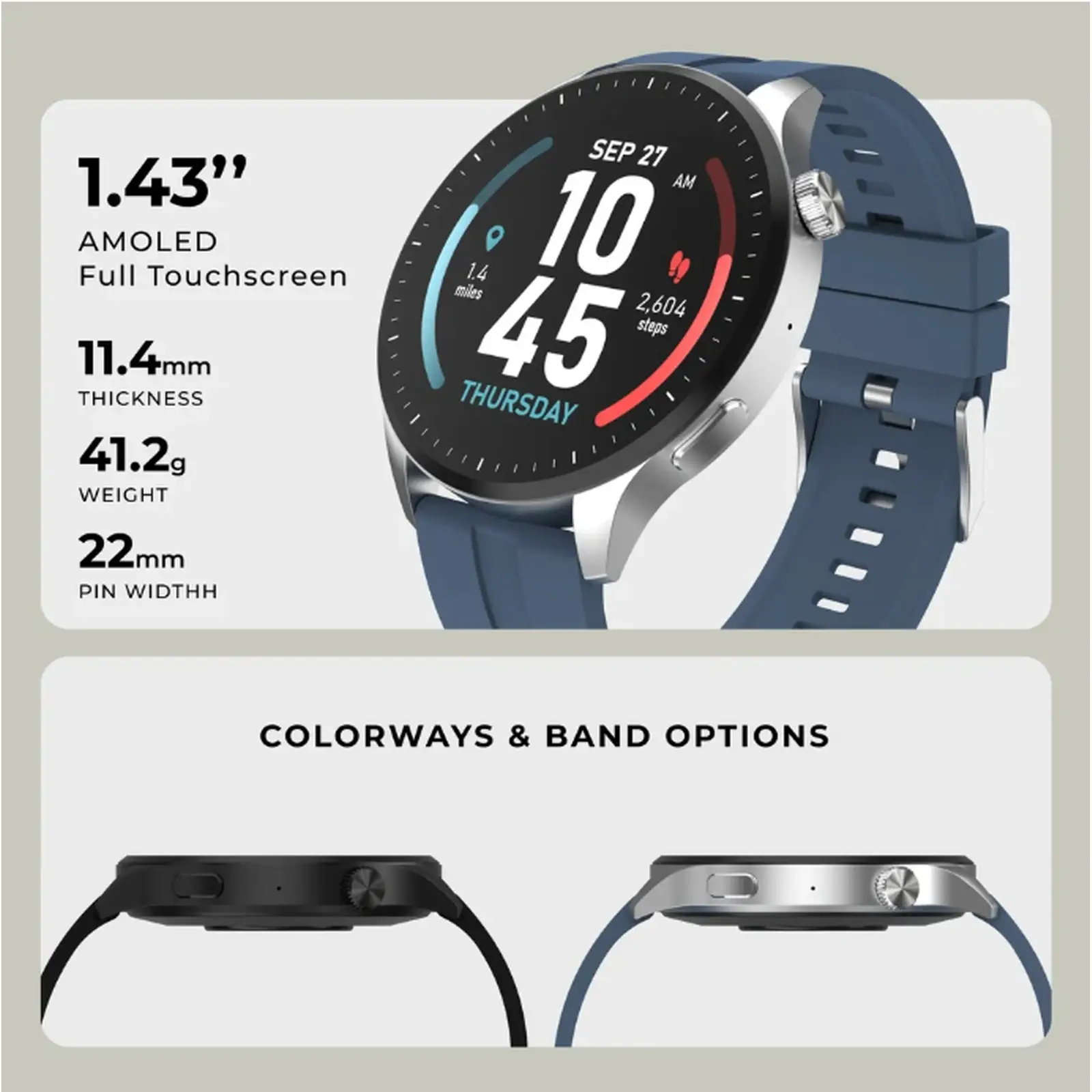 Montre Connectée iTOUCH Explorer 5 Pro – GPS, Appels Bluetooth & Sport Couleure Slate Blue - Image 2
