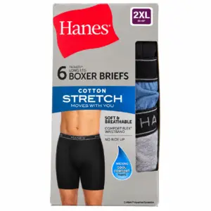Hanes – Lot de 6 Boxers Homme Long Leg Cotton Stretch – Taille 2XL (44–46)