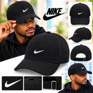Casquette Nike Homme – Noire avec logo Swoosh blanc