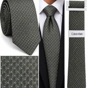 Cravate Homme Calvin Klein – Vert Olive à Motif Géométrique