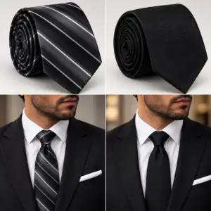 Lot de 2 Cravates Homme Van Heusen – Noir & Gris